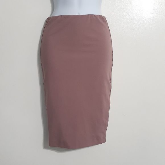 LF ALOT Mauve Pink Plum Midi Bodycon Skirt 4 NWT